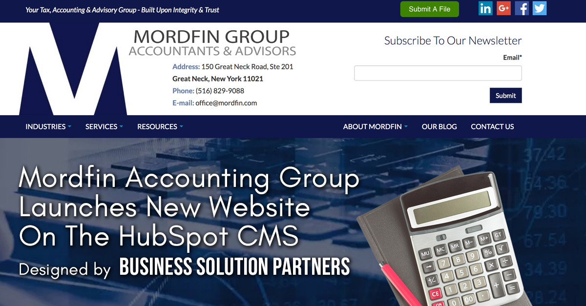 Mordfin Accounting Group Launches New Website on the HubSpot CMS