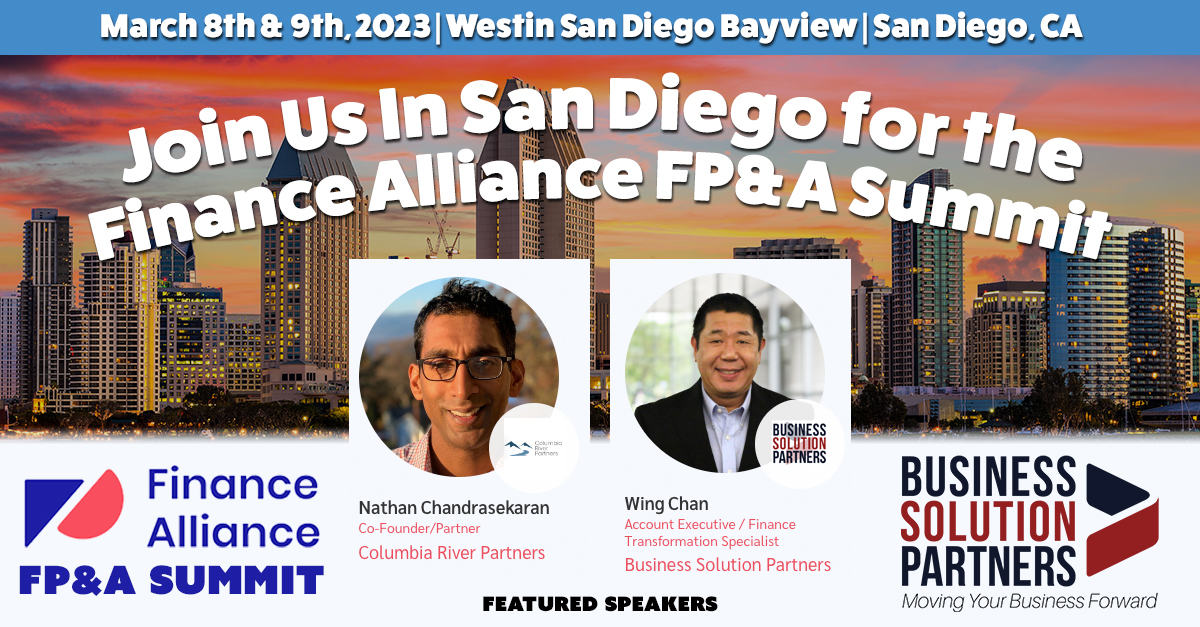 Join Business Solution Partners at the 2023 Finance Alliance FP&A Summit in San Diego