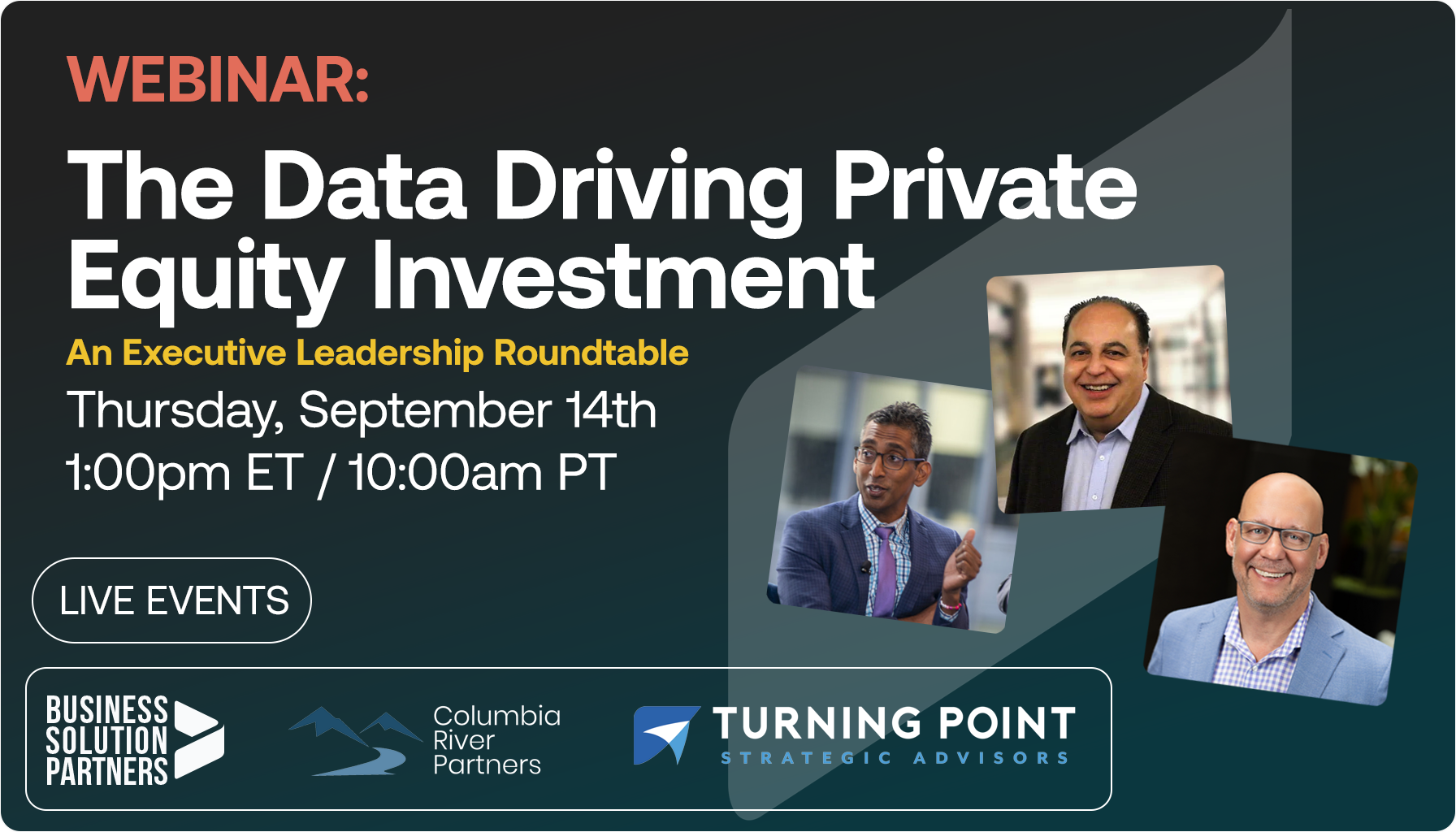 Join us for our executive roundtable - The Data Driving Private Equity Investment, On September 14th 2023