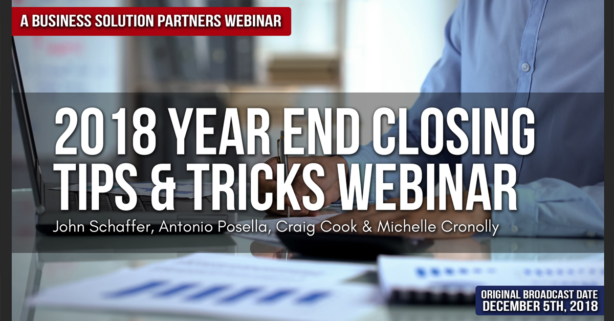 Webinar Recording: 2018 NetSuite Year End Closing Tips & Tricks